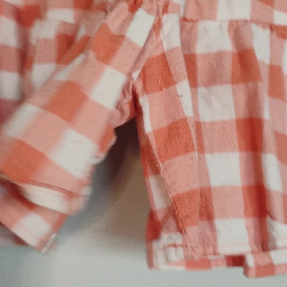Wonder Nation White Peach Gingham Crop Top Short Set Size 18 XXL Youth